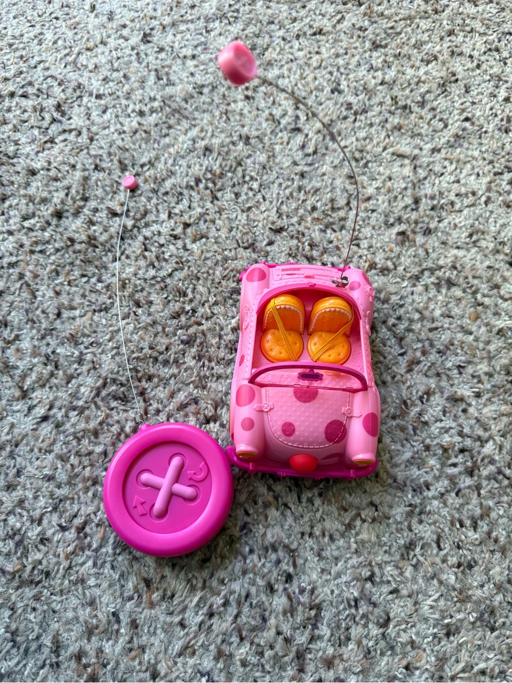 Pink Remote Control Polka-Dot Convertible Toy Car for Kids